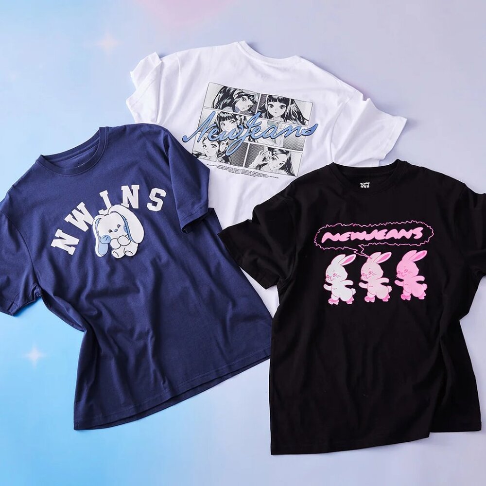NewJeans Bunini Short Sleeve T-Shirt Navy L